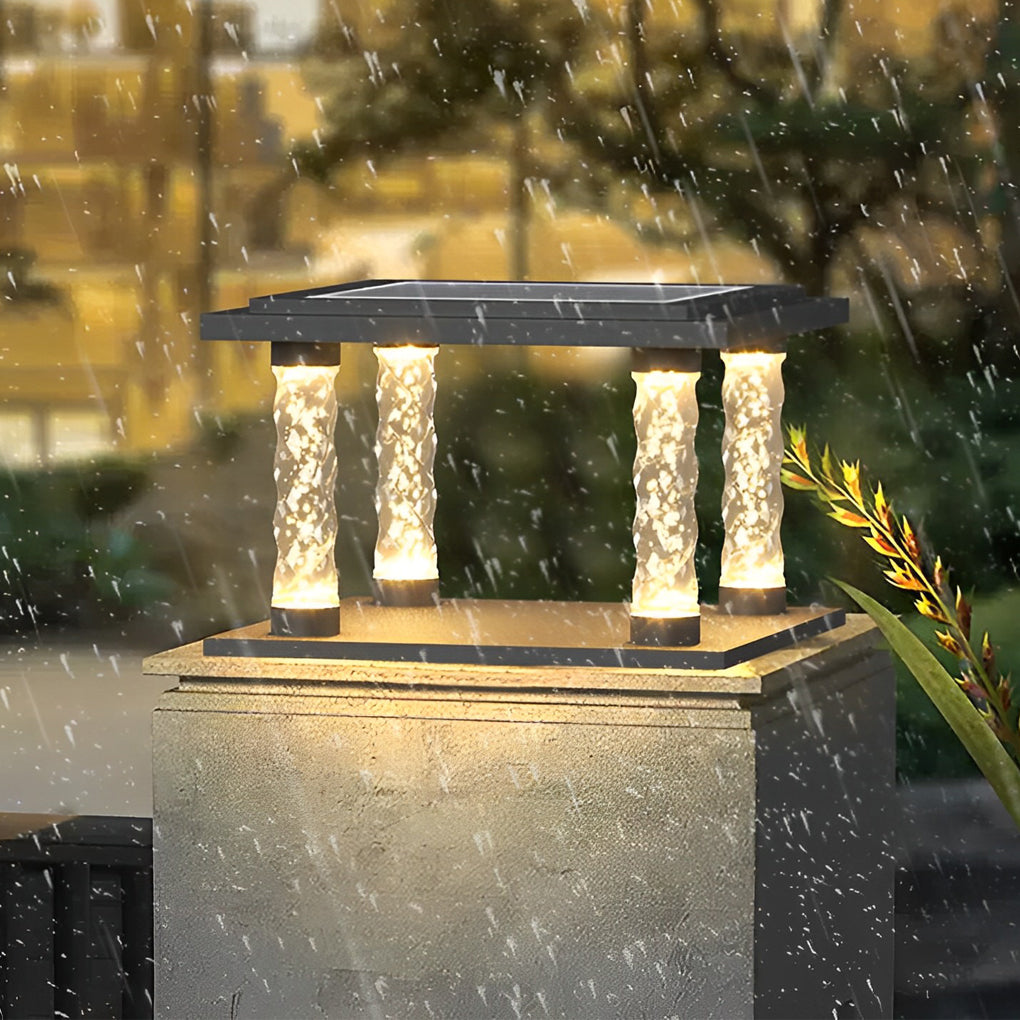 Bubbles Lamppost Square Waterproof LED Contemporary Solar Post Caps Lights, Outdoor Wall Light, detail 3