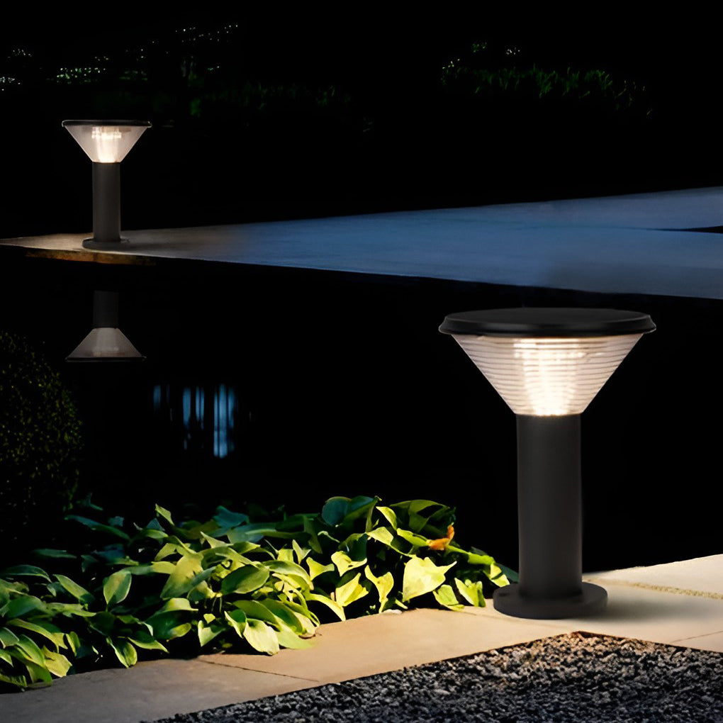Circular Light Control Induction Black Contemporary Exterior Solar Pathway Lights, Outdoor Wall Light, detail 2