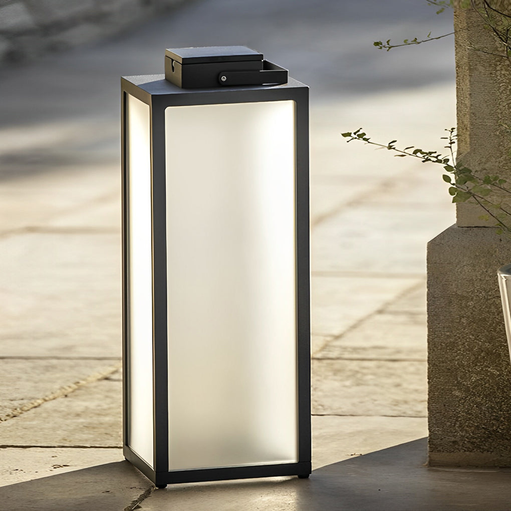 Stainless Steel Square Lantern Portable Rechargeable LED Waterproof Solar Lawn Lights, Outdoor Wall Light, detail 2
