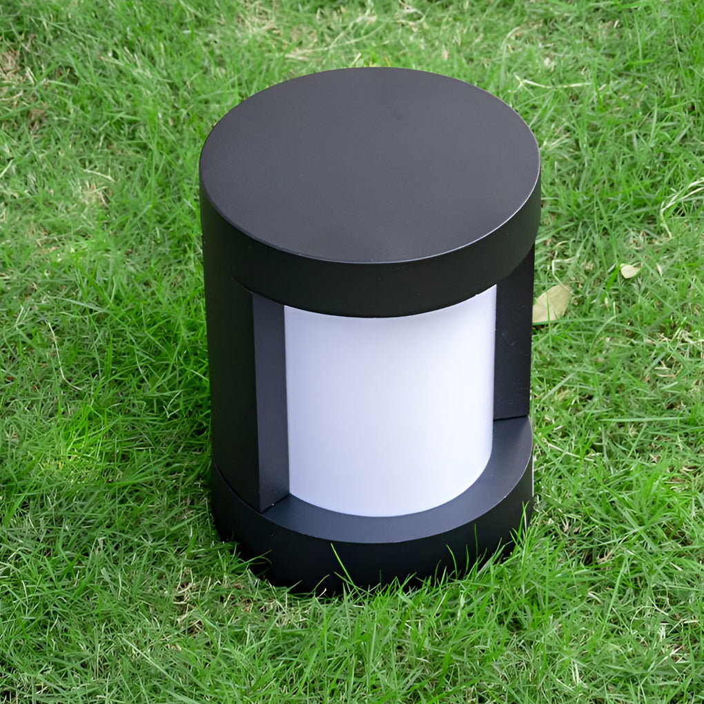 Circular Waterproof LED Solar Black Contemporary Exterior Pathway Lights Post Lights - 15.7" Aluminum, Outdoor Wall Light, detail 4