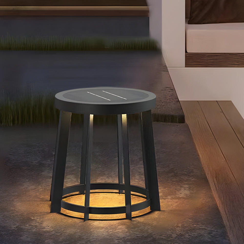 Circular Stool Multifunctional Waterproof LED Black Contemporary Solar Lights, Outdoor Wall Light, detail 4