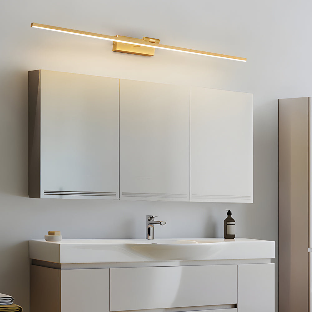 Contemporary Copper Adjustable LED Bathroom Vanity Fixture with Rotatable Rod and Linear Acrylic Shade, Bathroom Vanity Light, detail 4