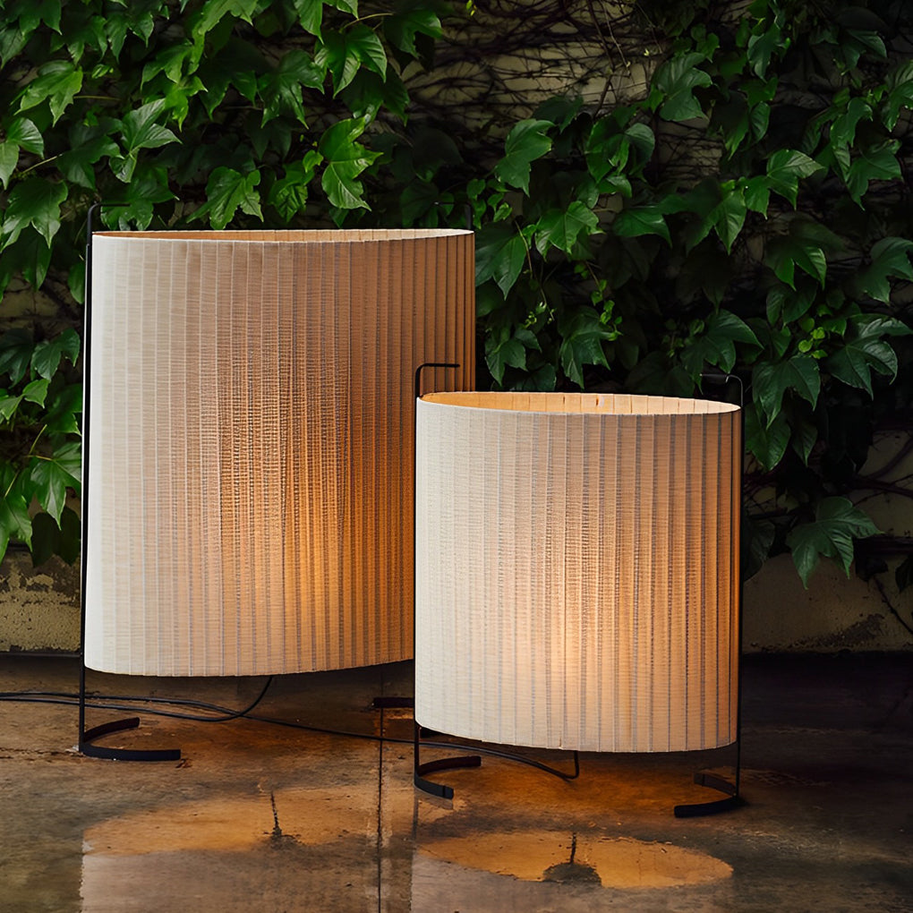 42 inch Contemporary Japanese-Style Fabric Exterior Floor Light, Outdoor Wall Light, 24" Dia x 31" H