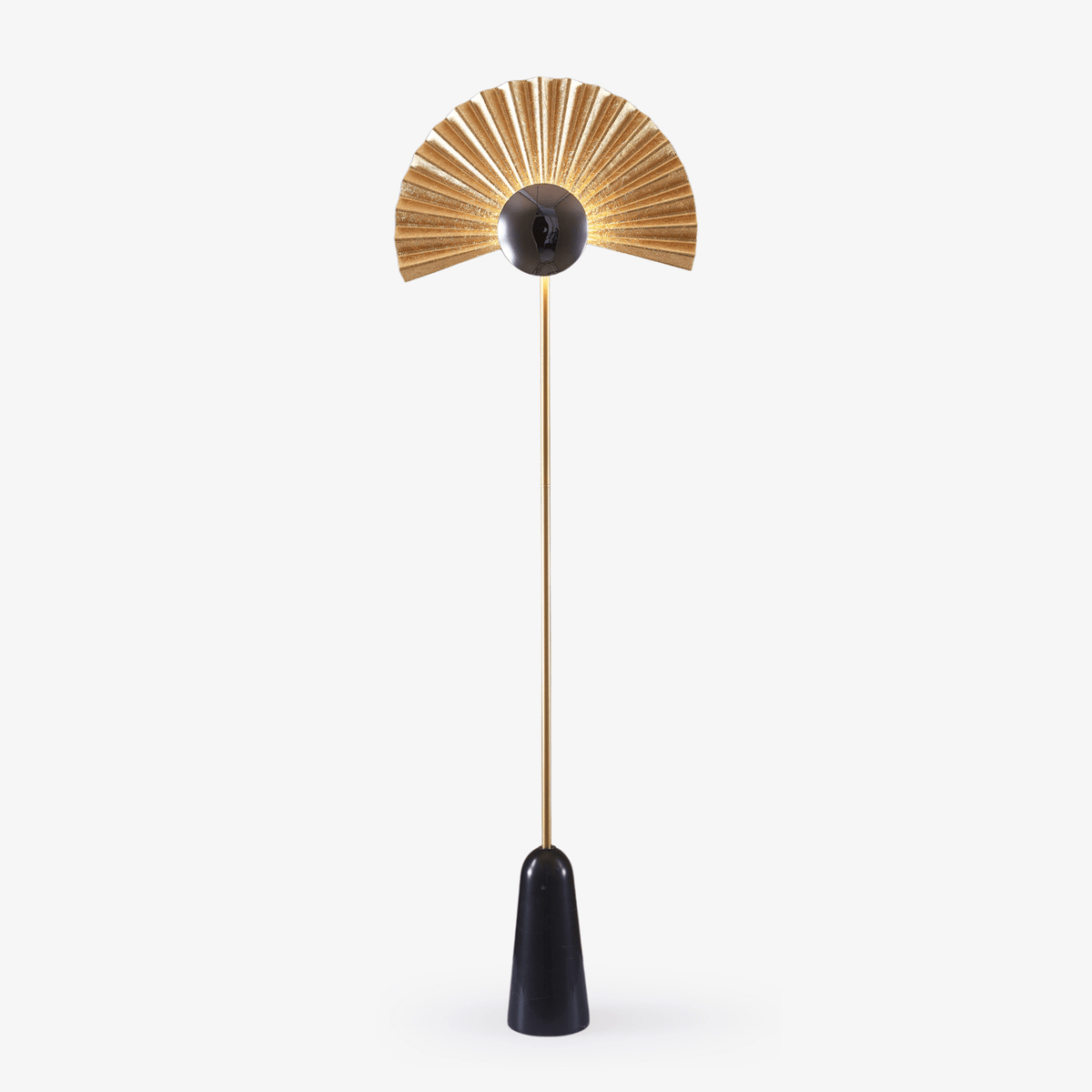 Gilded Fan Floor Light, Floor Lamp, Metal, Dia 50cm x H 156cm