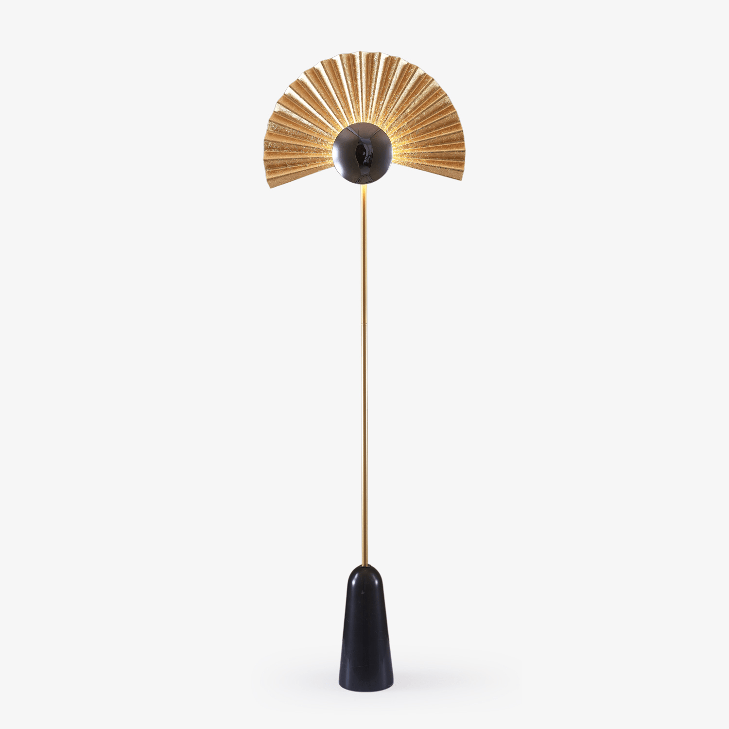 Gilded Fan Floor Light, Floor Lamp, Metal, Dia 50cm x H 156cm