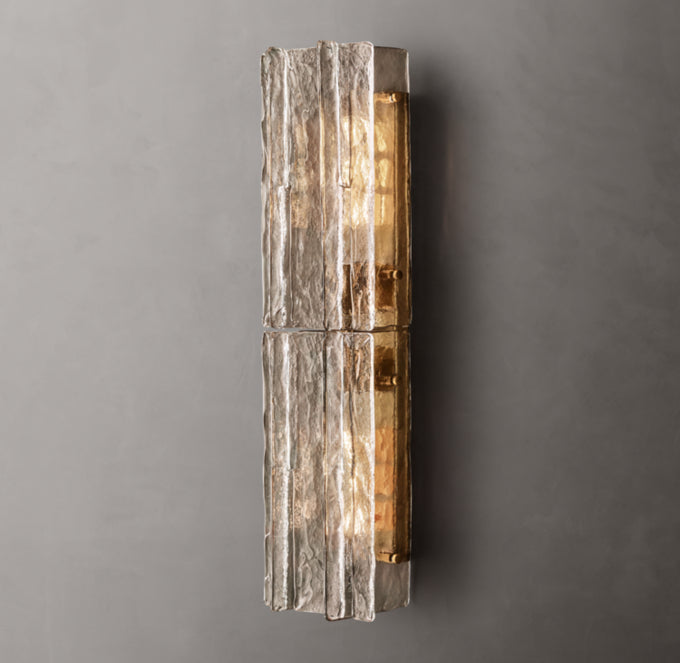 Lattice Smoke Glass Wall Light 30", Bedroom Wall Sconce, detail 7