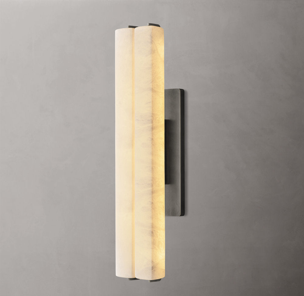 Audubon Alabaster Double Wall Light, Hardwired Wall Sconce, detail 2