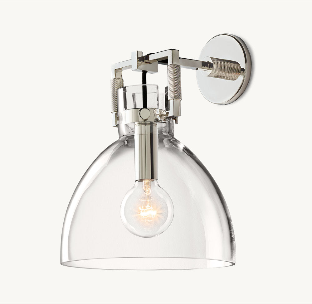 Machinist Glass Cloche Wall Light 10", Bathroom Wall Sconce, detail 13