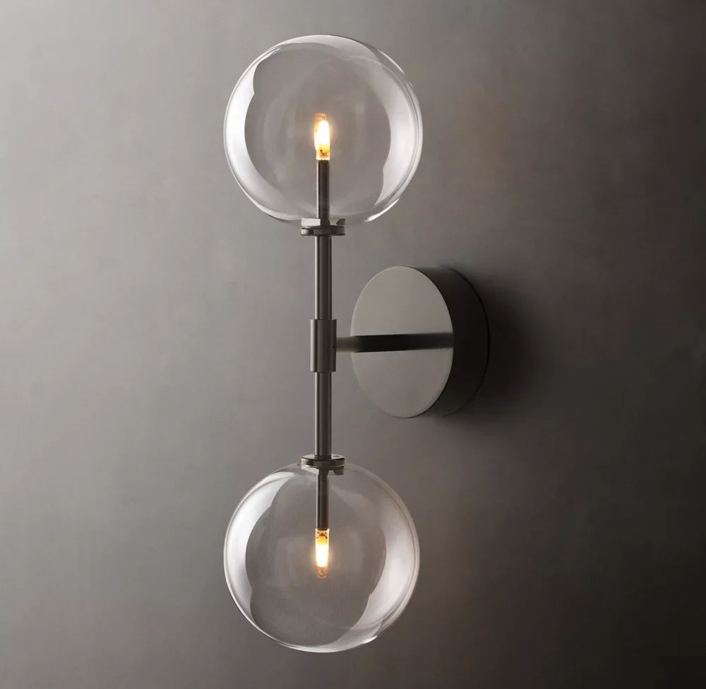 Glass Globe Linear Wall Light, Bathroom Wall Sconce, detail 9