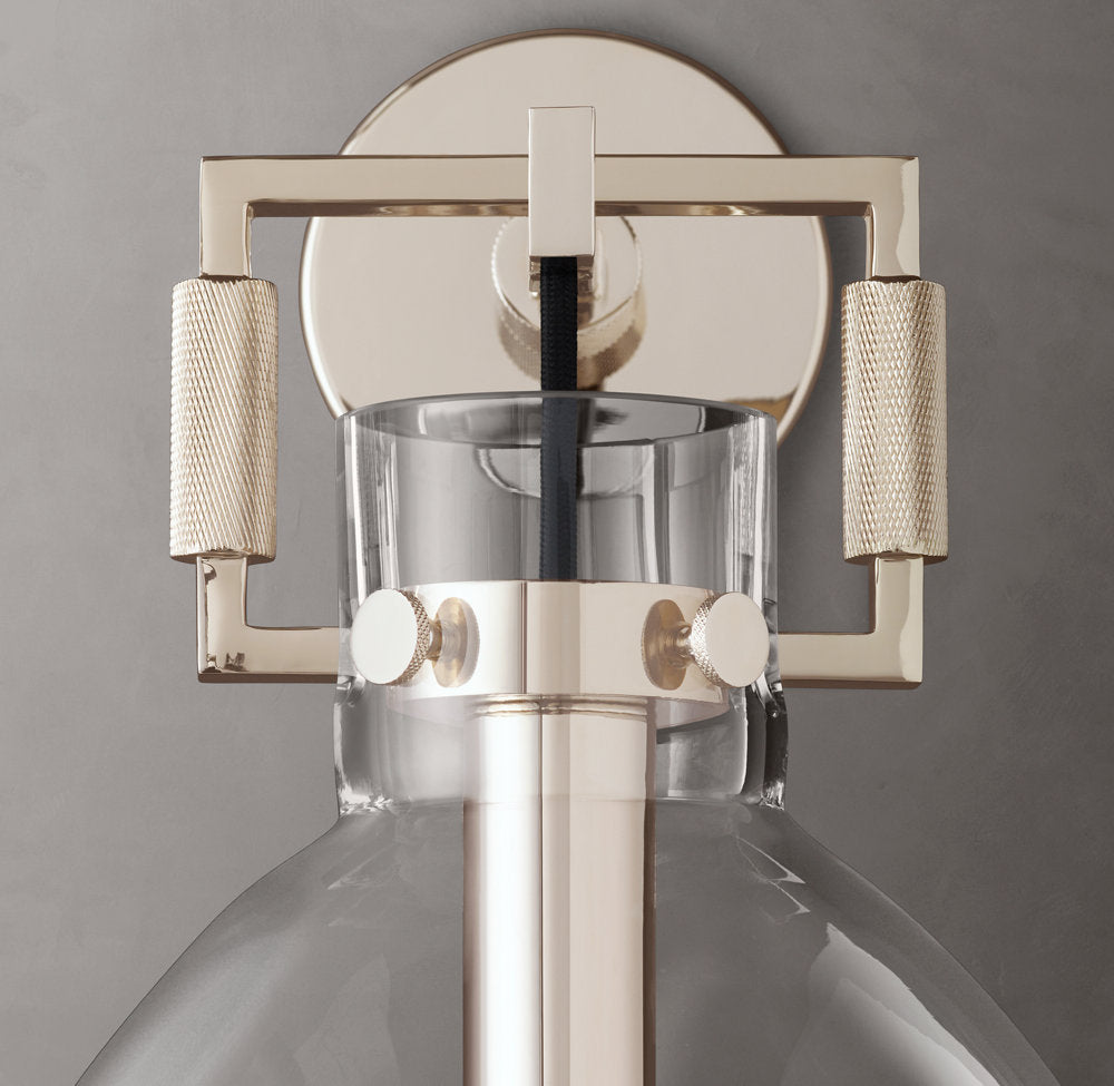 Machinist Glass Cloche Wall Light 10", Bathroom Wall Sconce, detail 12