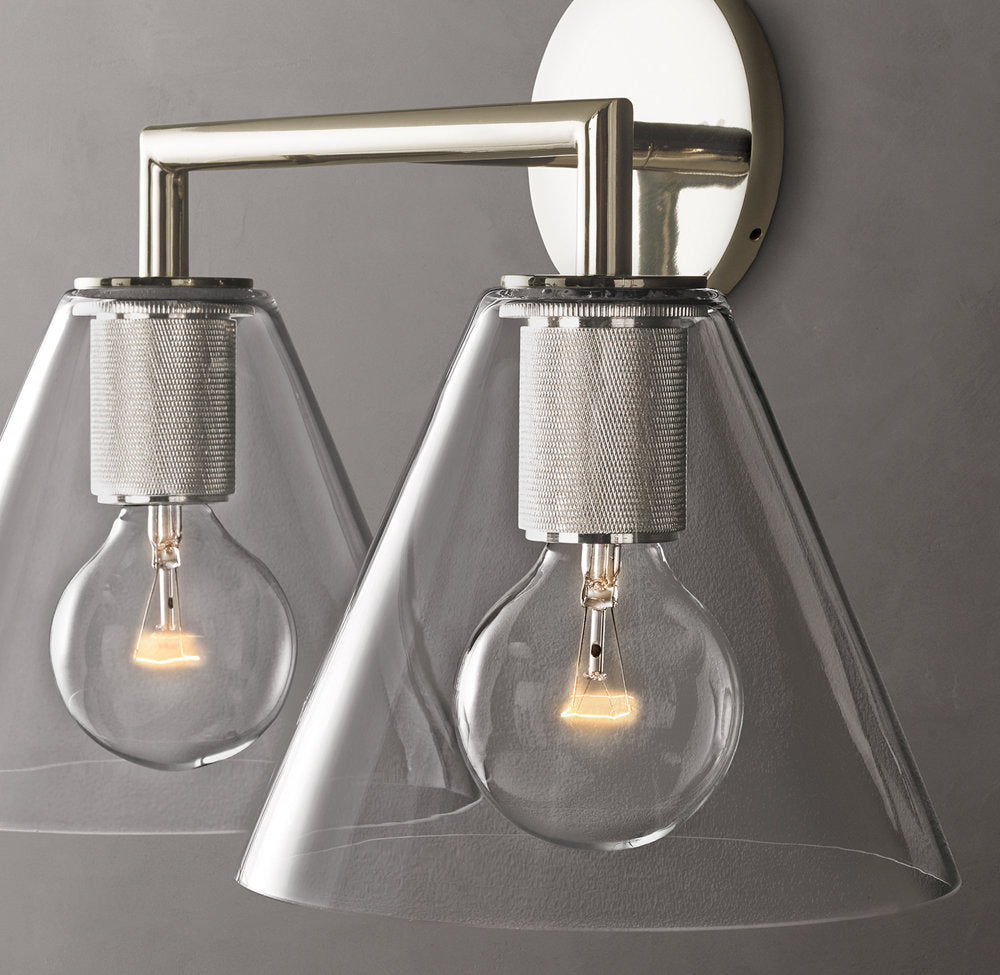 Utilitaire Funnel Shade Double Wall Light, Bathroom Wall Sconce, detail 13