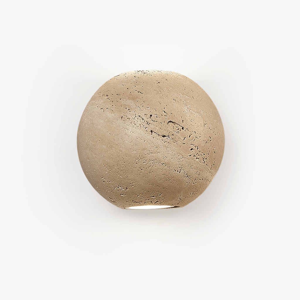 Travertine Globe Wall Light, Hardwired Wall Sconce, Metal, 13cm x 12cm