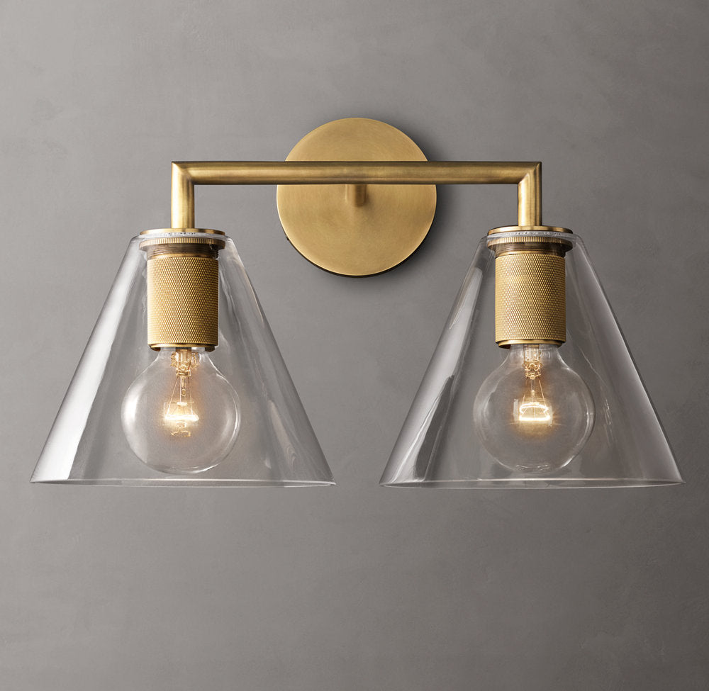 Utilitaire Funnel Shade Double Wall Light, Bathroom Wall Sconce, detail 6