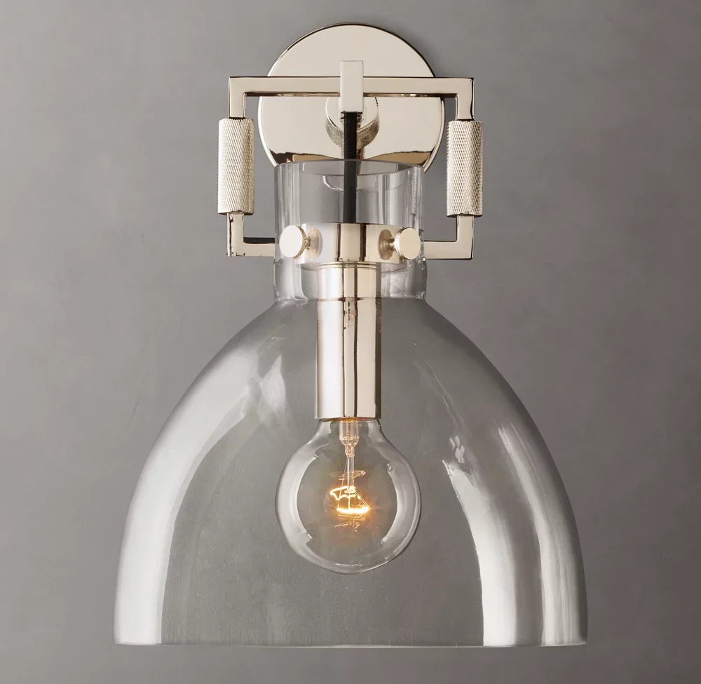 Machinist Glass Cloche Wall Light 10", Bathroom Wall Sconce, detail 11