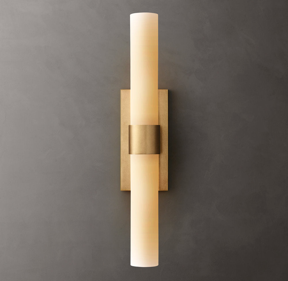 Ravelle Milk Glass Linear Wall Light, Bathroom Wall Sconce, detail 7