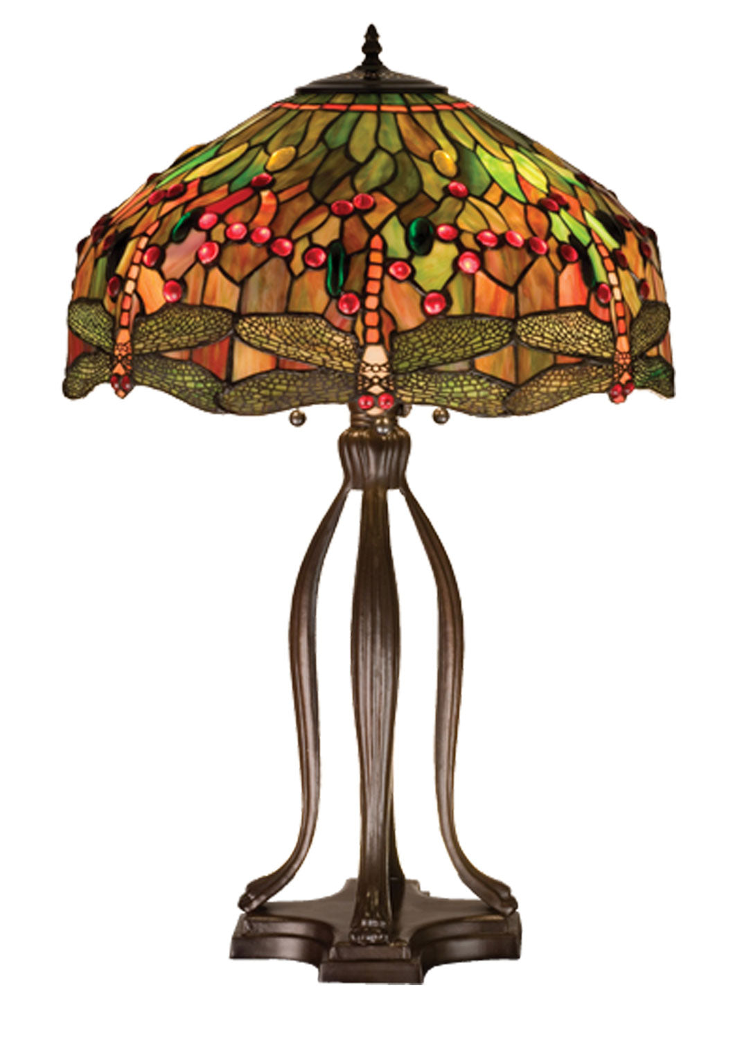 Hanginghead Dragonfly 30 Inch 3-Light 30.50" Mahogany Bronze Table Lamp front view