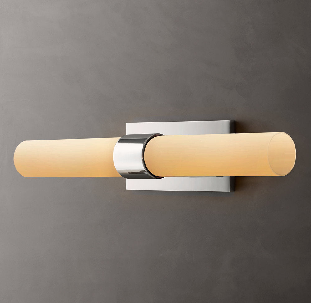 Ravelle Milk Glass Linear Wall Light, Bathroom Wall Sconce, detail 19