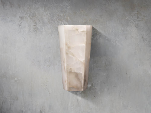 Alabaster Hexagonal Wall Light, Hardwired Wall Sconce, Dimensions 7.5"