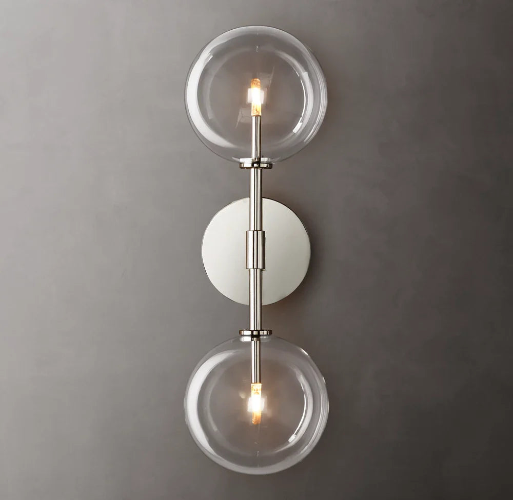 Glass Globe Linear Wall Light, Bathroom Wall Sconce, detail 12