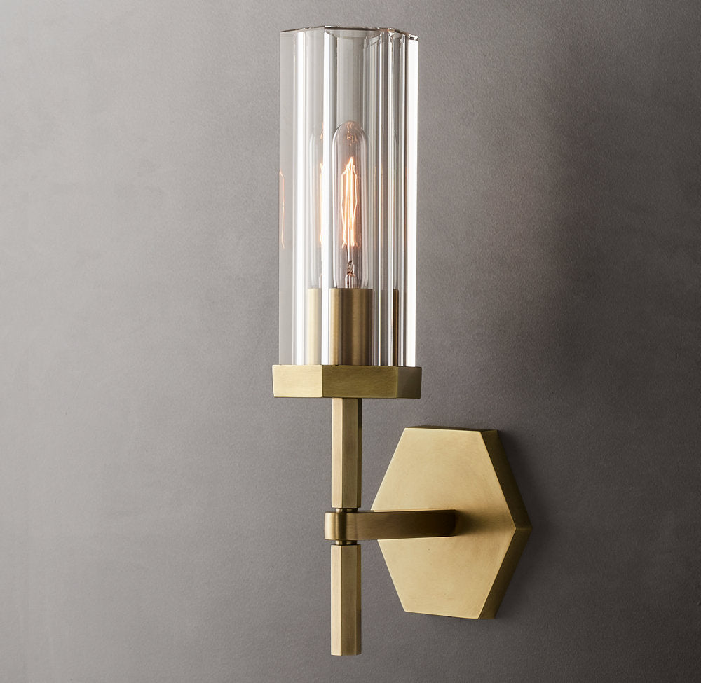 Lambeth Hexagonal Wall Light, Bathroom Wall Sconce, 5"W x 5"D