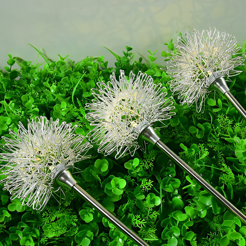 Stainless Steel 2PCS Aluminum Dandelions Flowers Decor Waterproof LED Solar Lawn Light, Night Light, detail 7