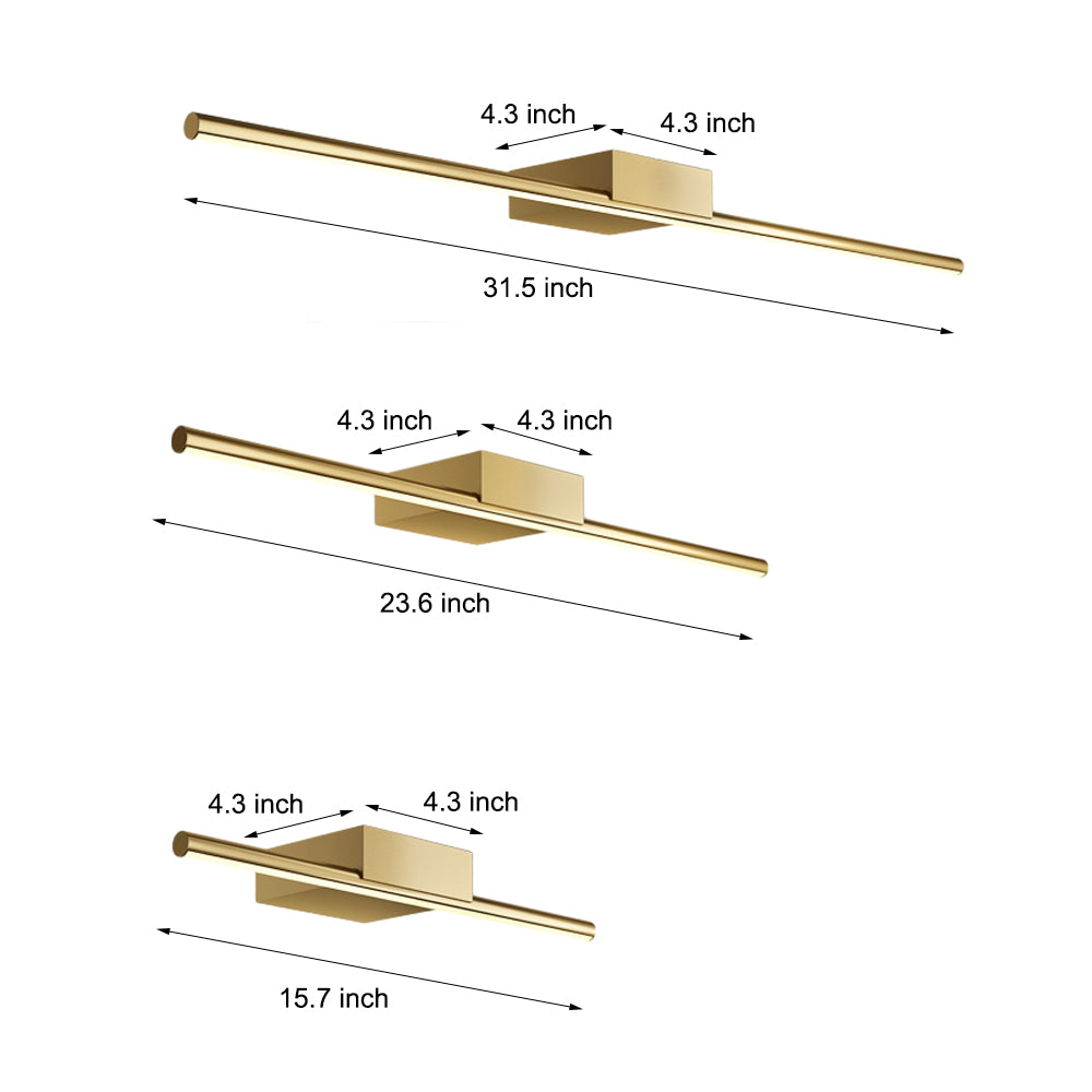 Brushed Brass Linear LED Vanity Fixture with Slim Cylinder Design for Bathrooms, Bathroom Vanity Light, detail 6