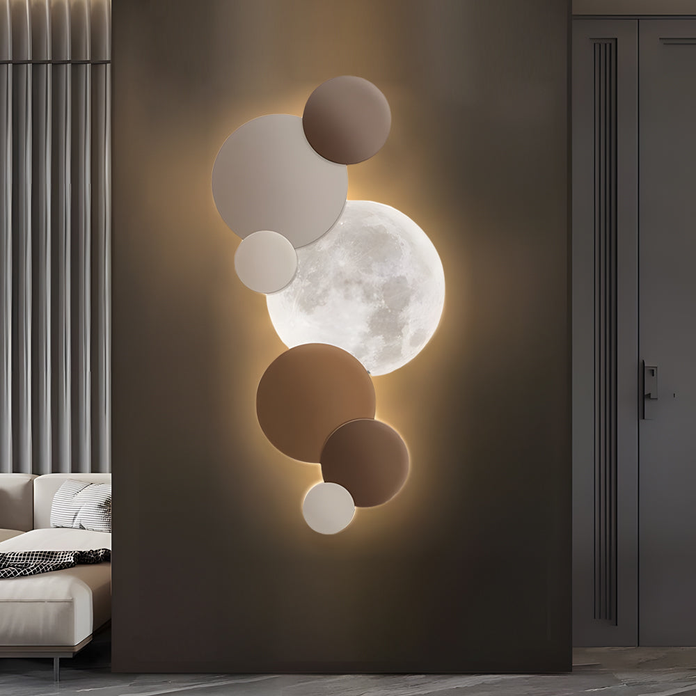 Lunar Glow Circular LED Wall Light, Bedroom Wall Sconce, detail 4