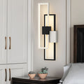 Box Three-color Light LED Nordic Wall Light, Bedroom Wall Sconce, Iron, 6" W x 2" D x 17" H