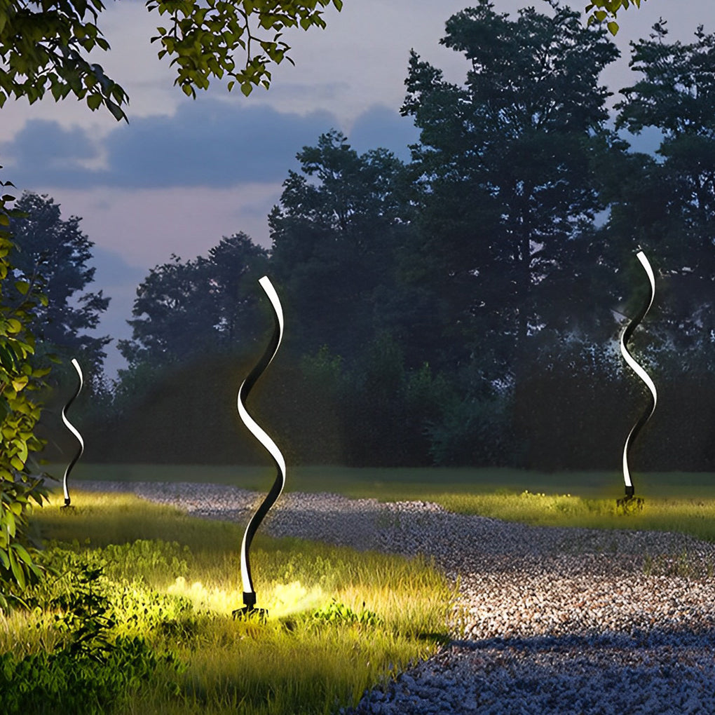 Creative Twisted Seaweed Shaped Waterproof LED Contemporary Solar Lawn Lights - 20" Die-cast Aluminum, Bedside Table Lamp, detail 4