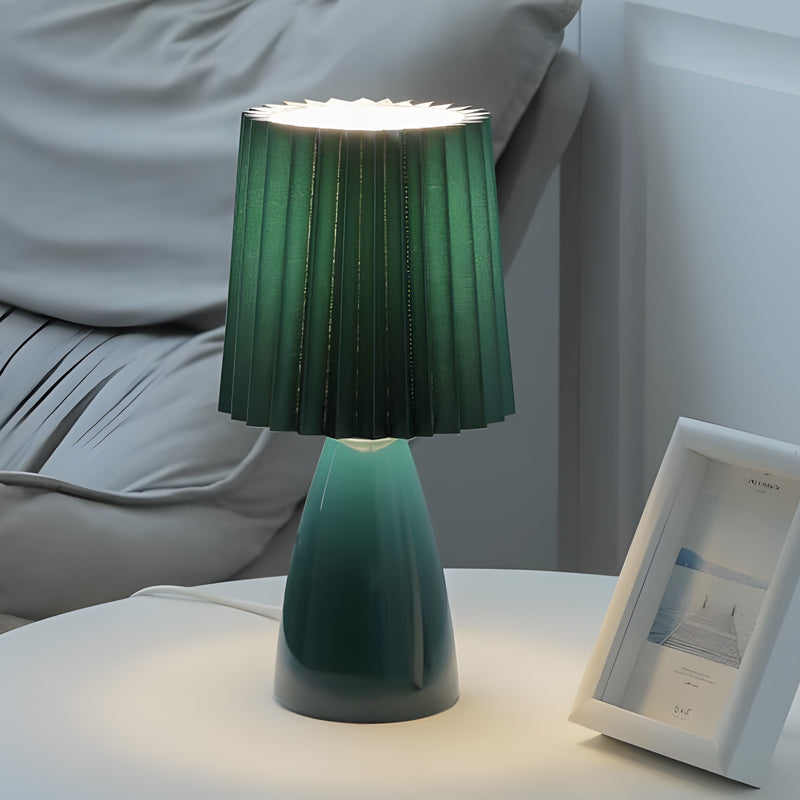 12 inch Pleated-Shade Glass Dimmable Table Light, Bedside Table Lamp, detail 4