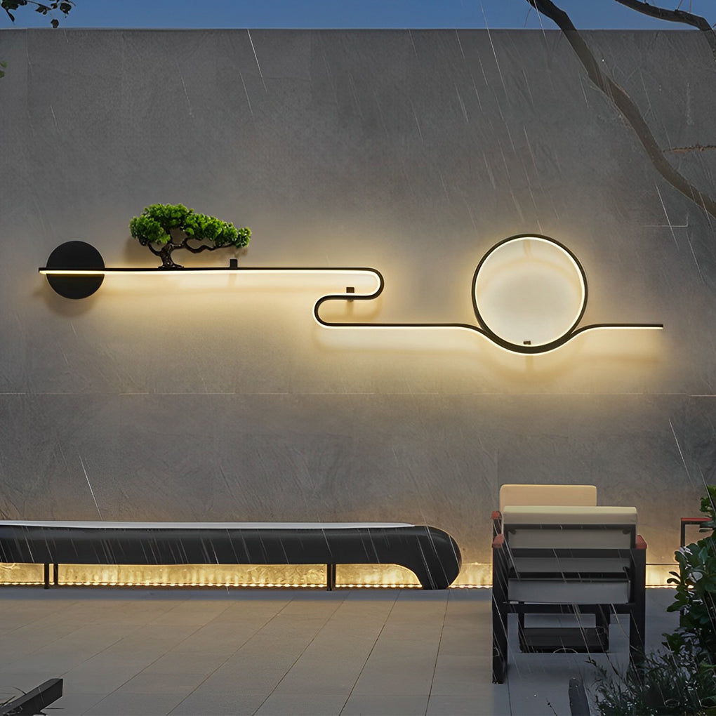 Moon Tree Scenery Waterproof LED Black Retro Exterior Wall Fixtures Sconces, Outdoor Wall Light, detail 5