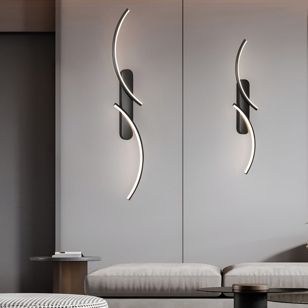 Creative S-shaped LED Three-color Light Contemporary Wall Light, Hardwired Wall Sconce, Iron, 15"