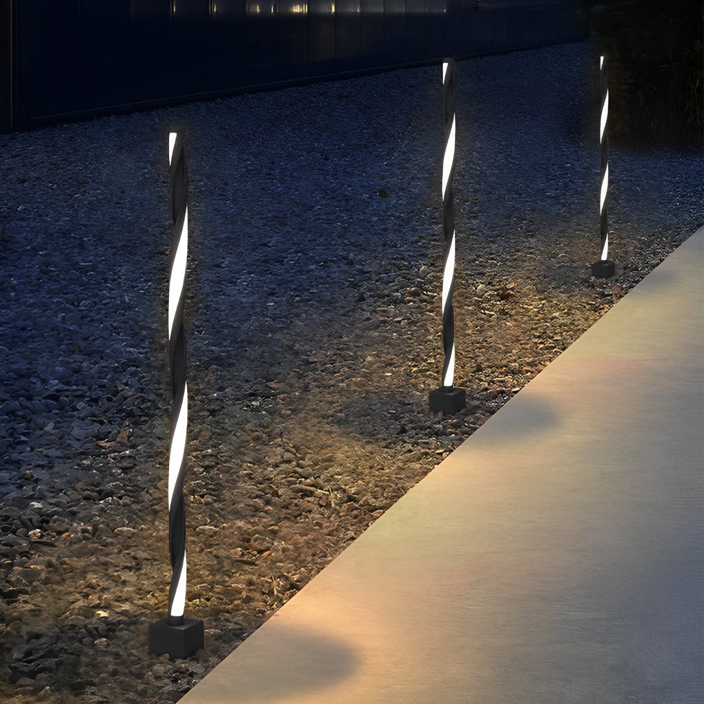 Unique Clean-Lined LED Waterproof Black Solar Powered Lawn Lights Path Lamp, Outdoor Wall Light, Die-cast Aluminum, 19"