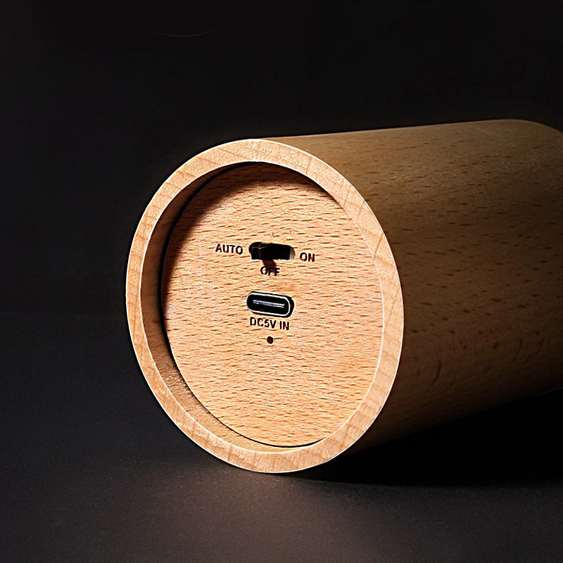Candlelight Ambient Wood Cylinder Accent LED Table Light, Bedside Table Lamp, detail 6