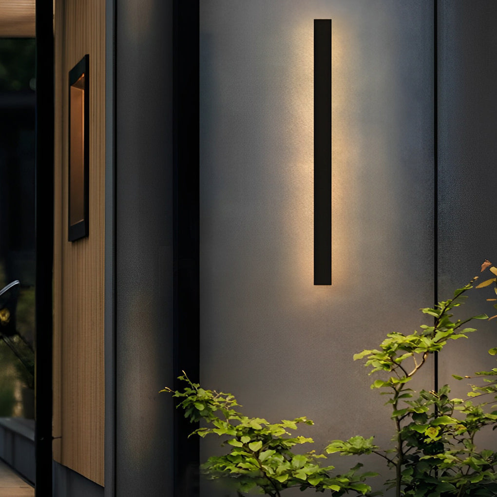 Clean-Lined Long Strip LED Waterproof Black Contemporary Solar Wall Light, Wall Sconce, detail 4