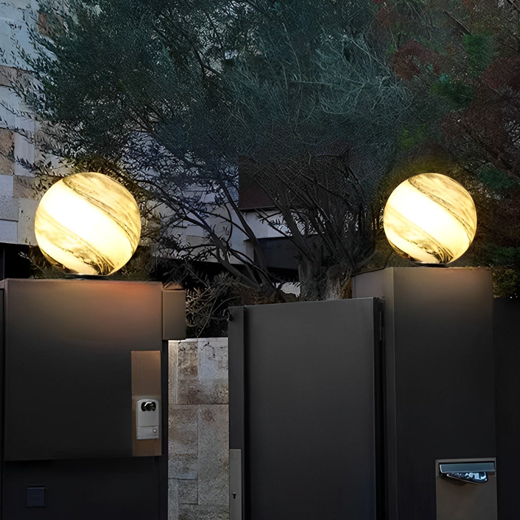 Circular Glass Planets Design Waterproof Contemporary Exterior Fence Post Lights, Outdoor Wall Light, detail 2