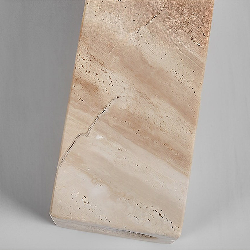 Circular Long Yellow Travertine LED Wabi-sabi Japanese Style Wall Fixtures Fixture, Hardwired Wall Sconce, detail 5