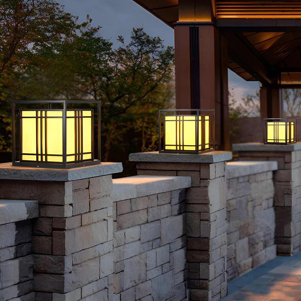 Retro Square Waterproof LED Black Contemporary Exterior Post Caps Lights, Outdoor Wall Light, detail 3