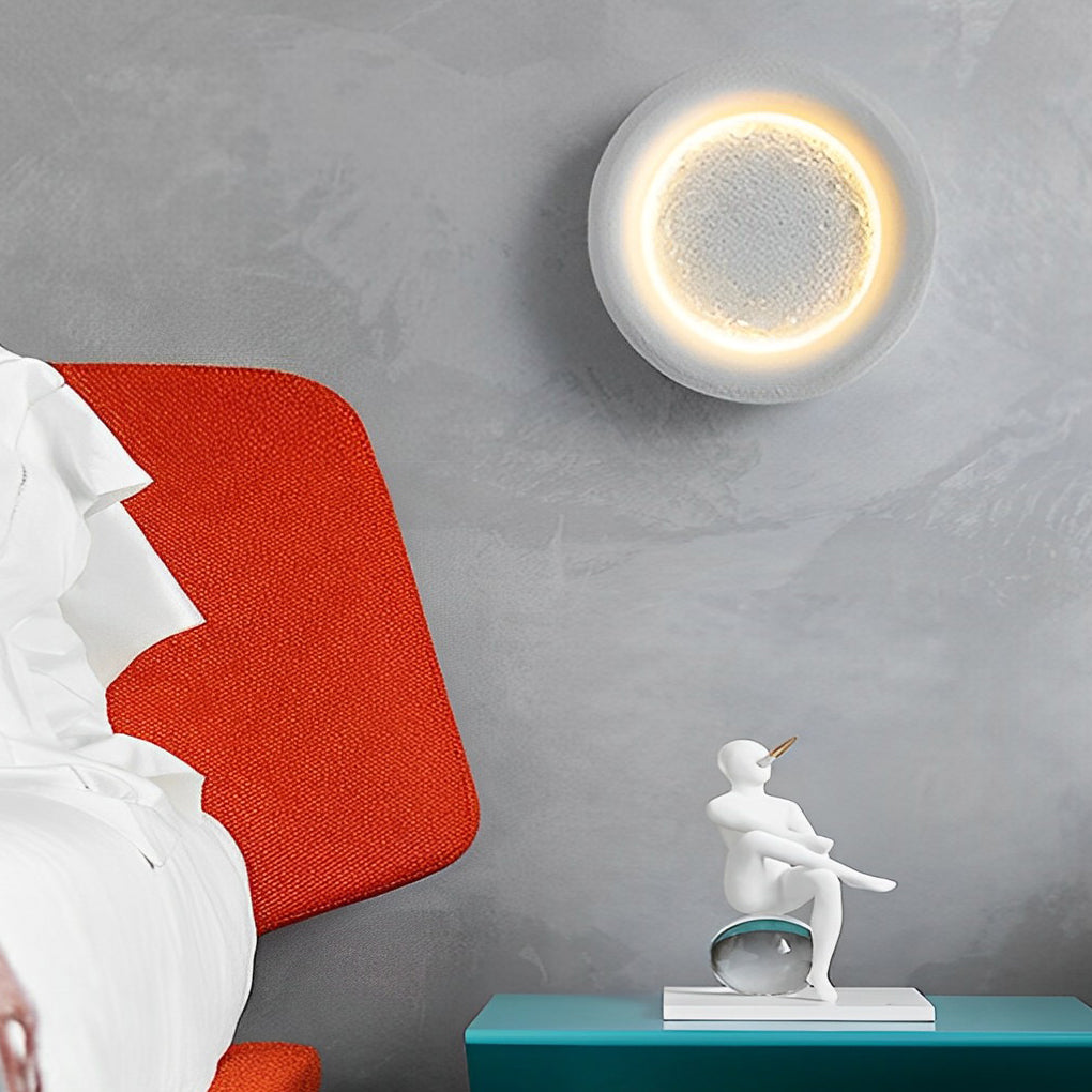 Creative Resin Circular Moon LED Nordic Wall Light, Bedroom Wall Sconce, detail 2