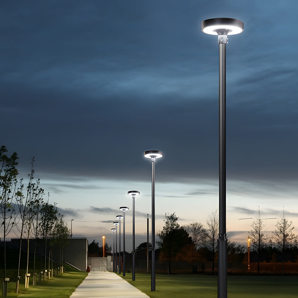 Circular Waterproof Smart Remote Control LED Solar Lamp Post Top Lights, Outdoor Wall Light, detail 3
