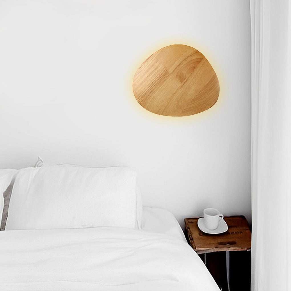 Circular Oval Creative LED Wood Nordic Bedside Wall Light, Bathroom Wall Sconce, detail 2