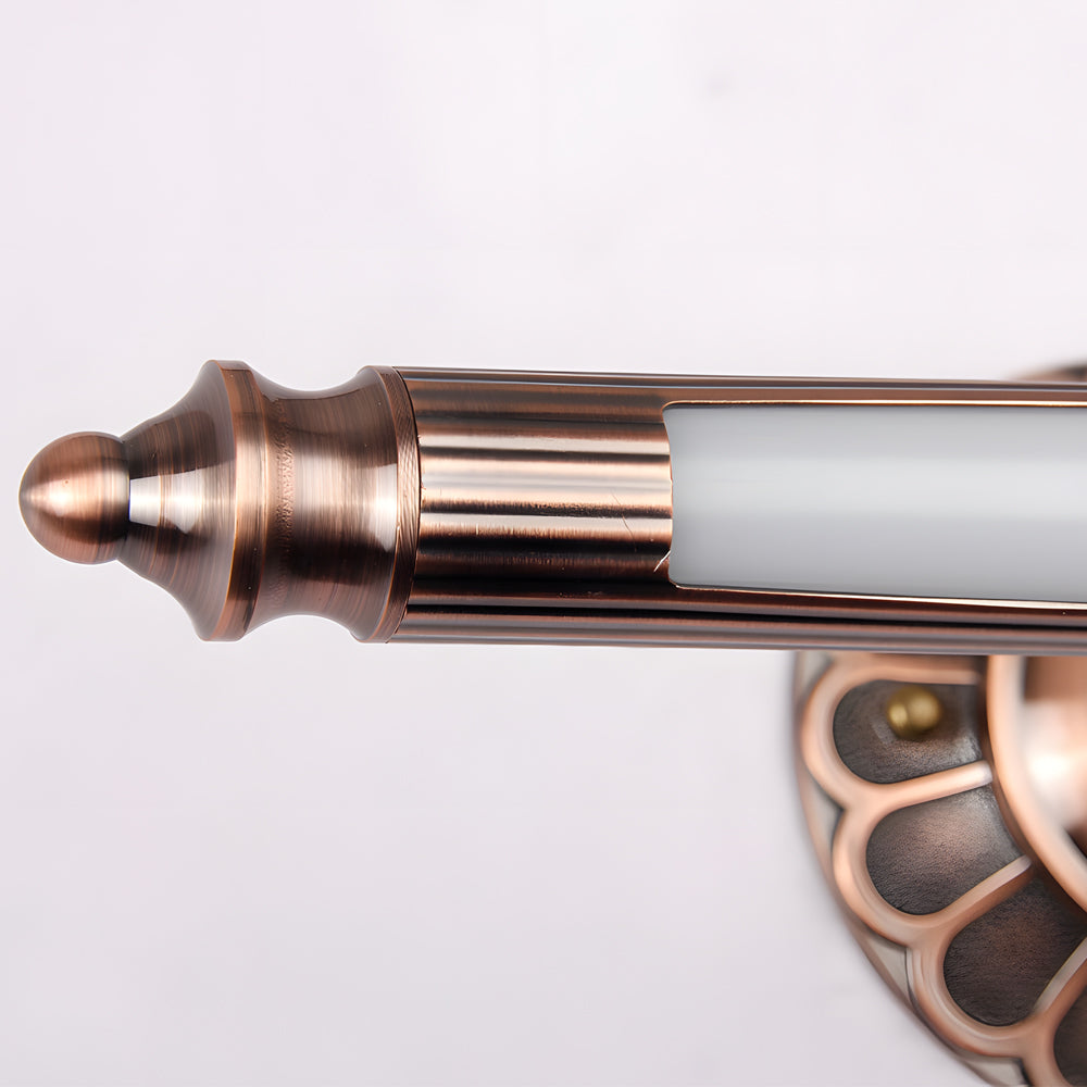 Retro Cylinder LED Bathroom Vanity Fixture with Flower Accents in Bronze Finish, Bathroom Vanity Light, detail 5