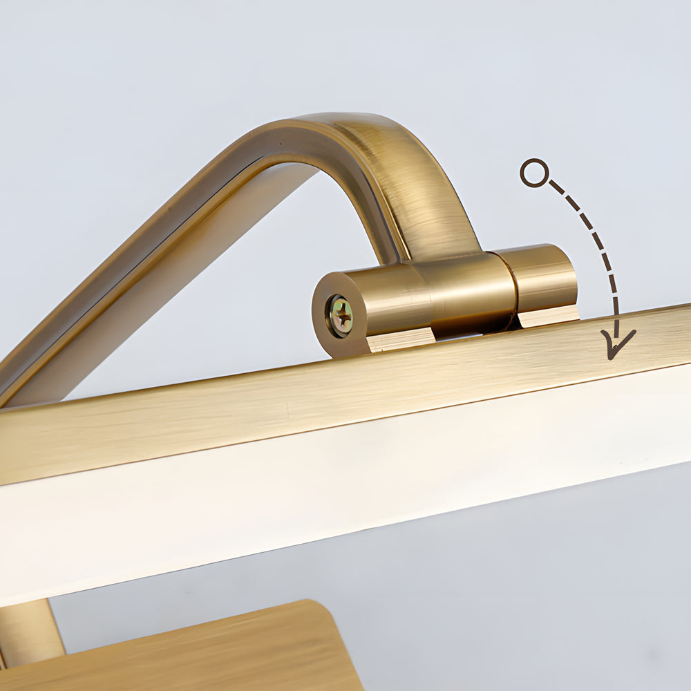 Brass Linear LED Bathroom Vanity Fixture with Curved Rod Design Elegant Mirror Fixture, Bathroom Vanity Light, detail 6