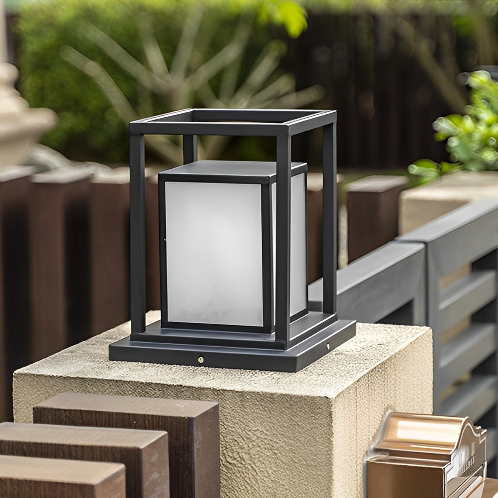 Exterior Waterproof LED Black Contemporary Solar Fence Post Lights Pillar Lamp, Outdoor Wall Light, detail 7