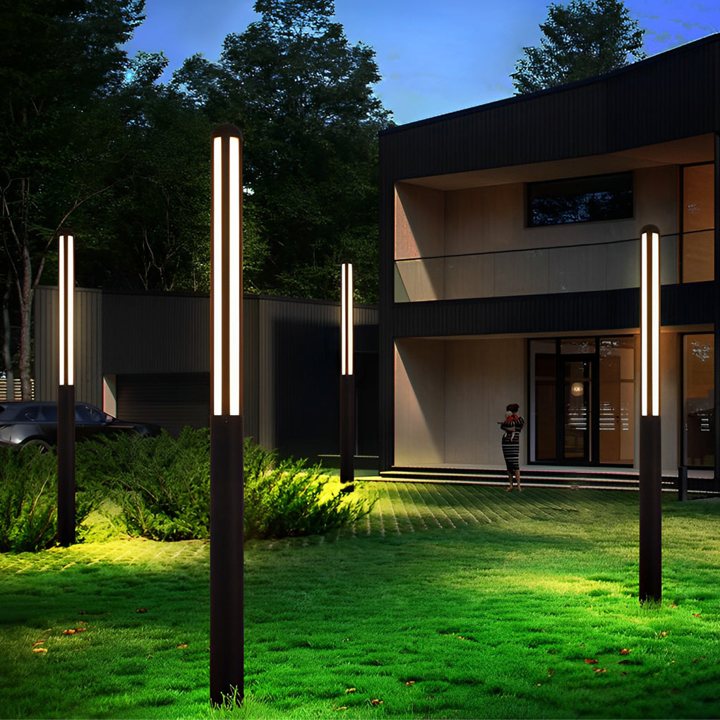 Clean-Lined Waterproof LED Black Contemporary Residential Exterior Pole Lights Yard Lighting, Outdoor Wall Light, detail 4