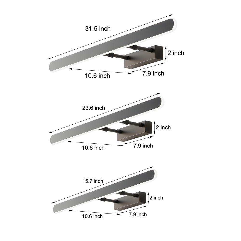 Clean-Lined Matte Black LED Bathrooms Vanity Fixture Bar with Acrylic Surround Lighting, Bathroom Vanity Light, detail 6