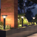 Circular Light Control Induction Black Contemporary Exterior Solar Pathway Lights, Outdoor Wall Light, Aluminum, 24"