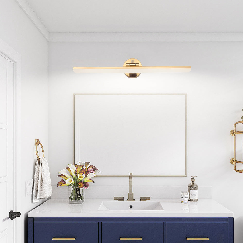 Modern Adjustable LED Bathroom Vanity Mirror Light with Rotatable Flat Bar in Gold/Black Finish, Bathroom Vanity Light, detail 2