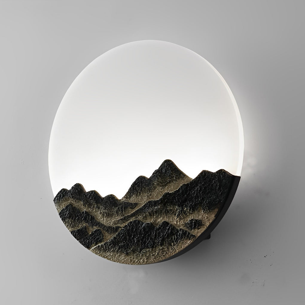 Circular Creative Mountain Scenery LED Waterproof Contemporary Exterior Wall Light, Outdoor Wall Light, detail 6