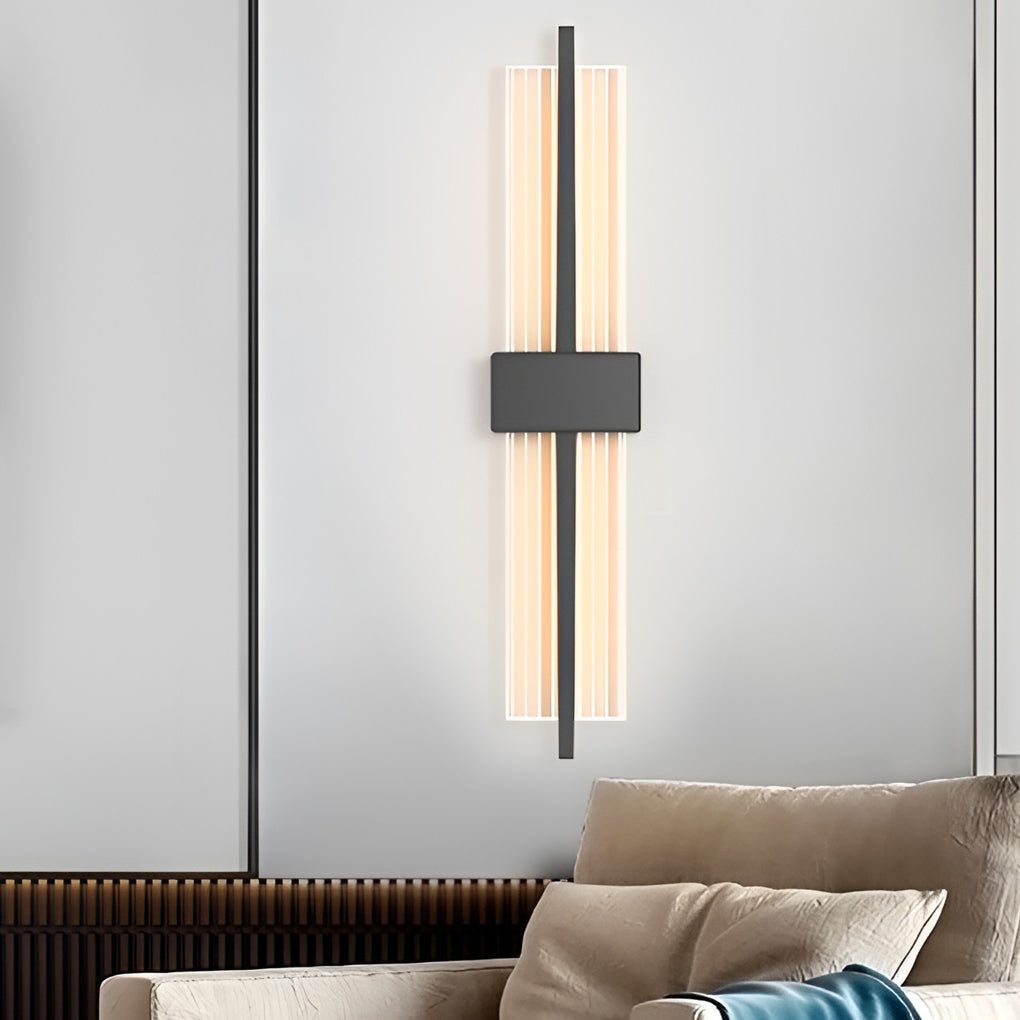 Creative Rectangle Warm Light Postmodern Wall Light Wall Fixtures Lighting, Bedroom Wall Sconce, Iron, W 2in x H 20in